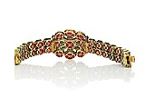 Bracelet, Gold; set with rubies and diamonds; enamel on reverse